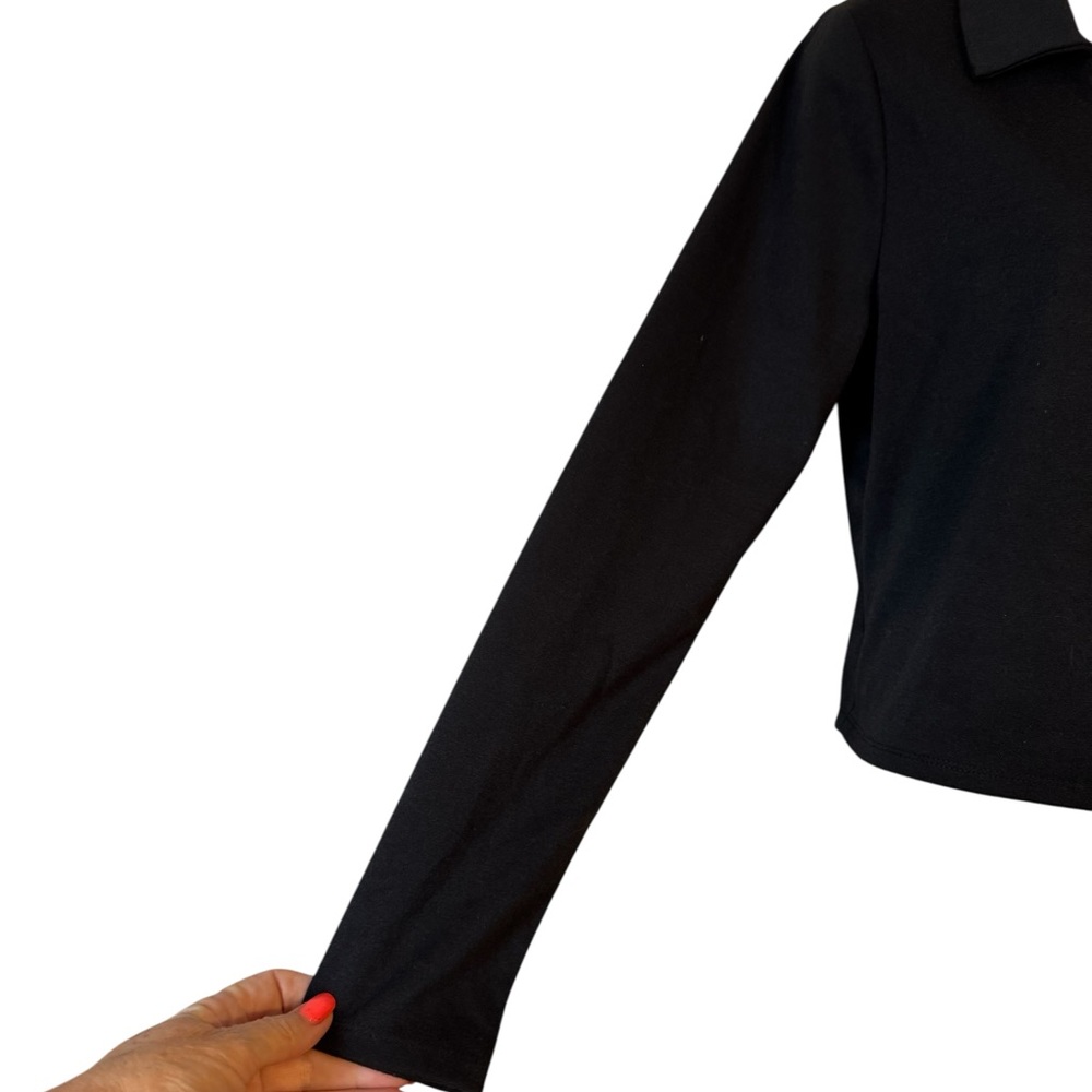 NWT  Belle Du Jour Black Mock Wrap Top   MEDIUM    #3 - Picture 3 of 11